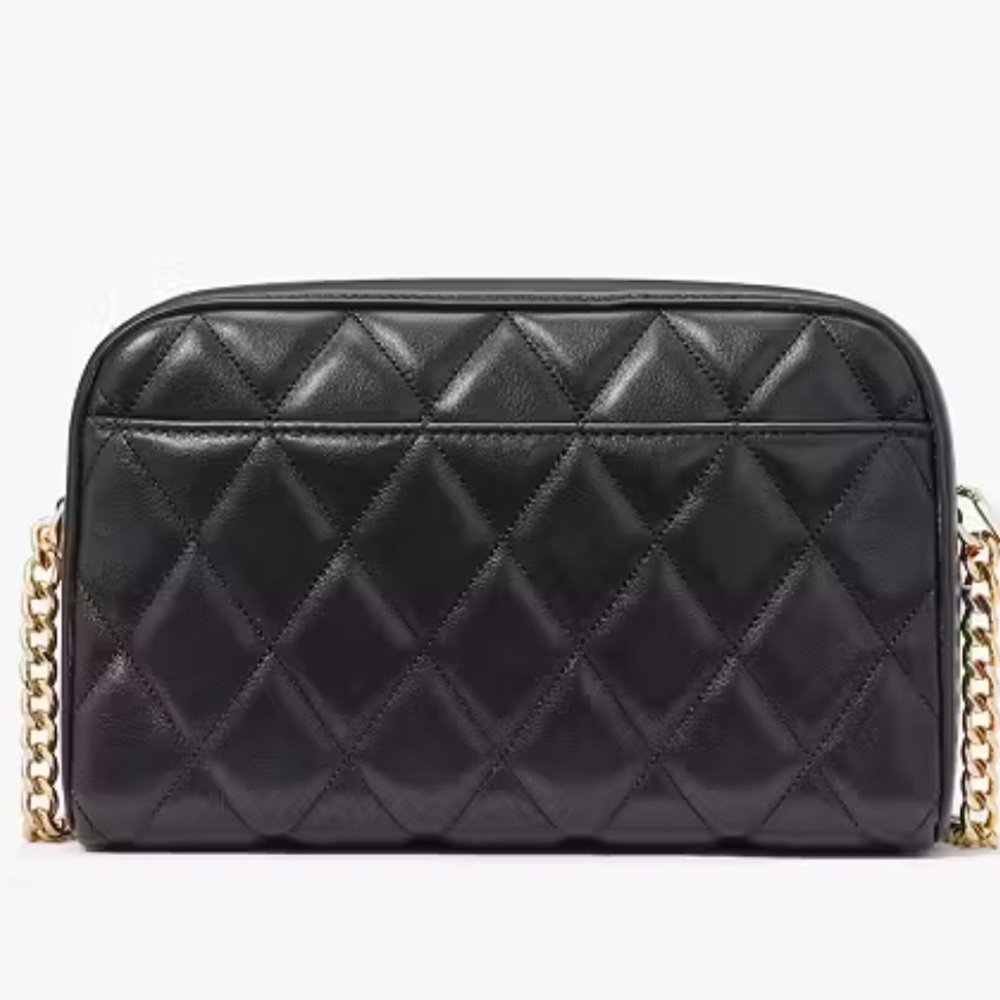 Retail $359 Kate Spade Black Leather Quilted Camera Bag & Detachable Chain NWT - Picture 6 of 6